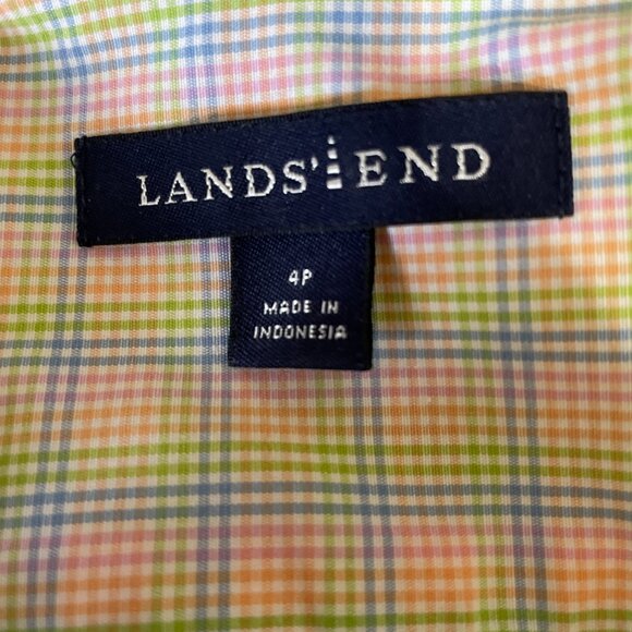Lands End Petite Button Up Shirt Blouse Womens Size 4P Cotton Blend Plaid - Picture 5 of 6